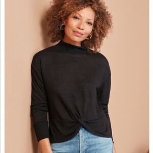 Sanctuary New With Tags  Black Knit Knot Hem Top Size long sleeve shirt M